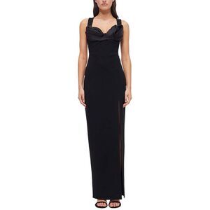 Rachel Gilbert Womens Alaric Wool & Silk-Blend Gown, Black